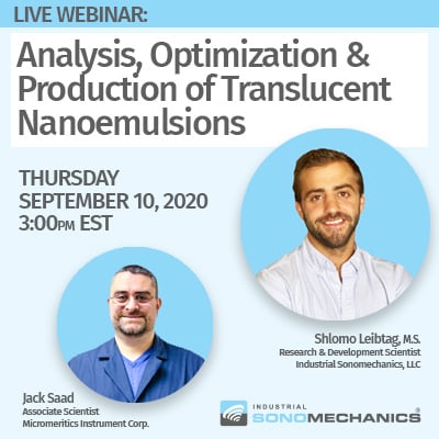 sonomechanics optimization translucent nanoemulsions